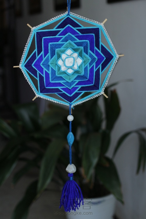 蒂哩哩原创曼陀罗编织--蓝莲花 第20步