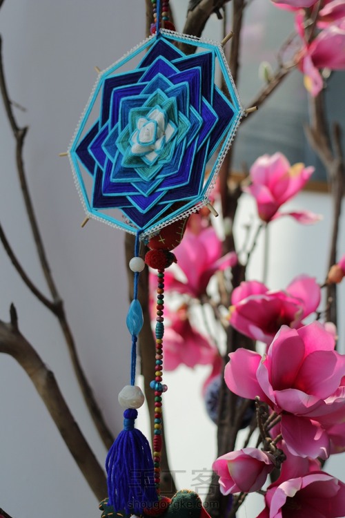 蒂哩哩原创曼陀罗编织--蓝莲花 第21步