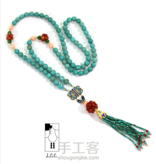 绿松石串珠项链材料包 第1步
