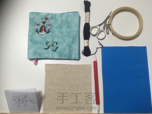 无需打结的起针与完针刺绣方法（适用于直线绣） 第1步