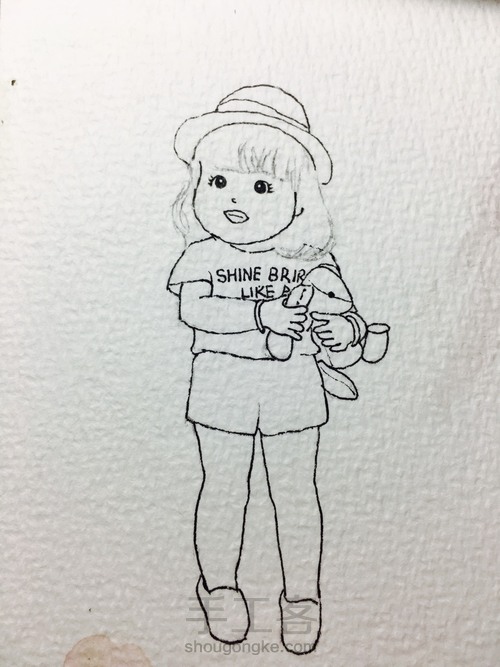 石头画，从照片到石头上，依依 第3步