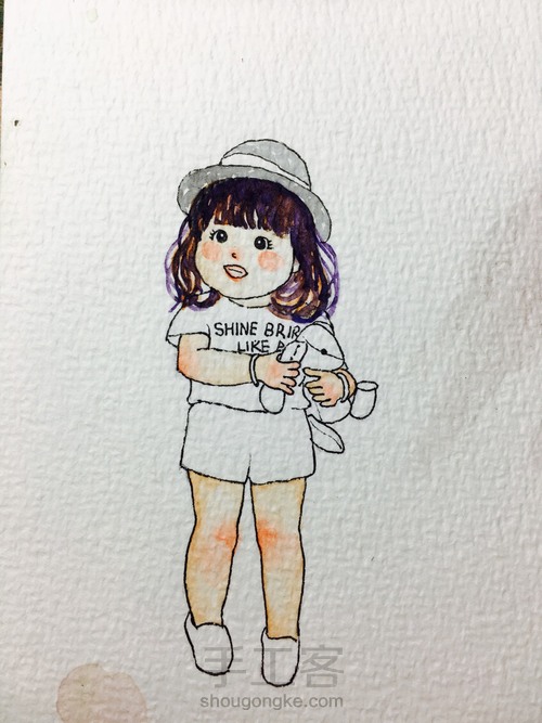 石头画，从照片到石头上，依依 第5步