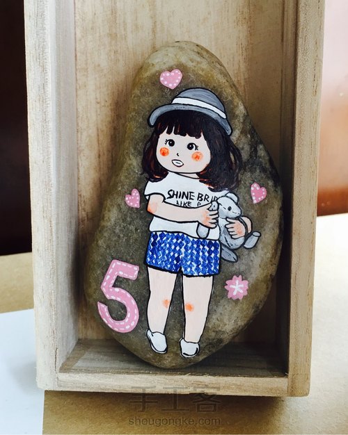 石头画，从照片到石头上，依依 第12步