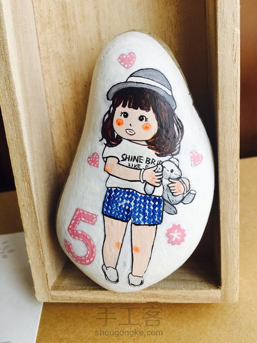 石头画，从照片到石头上，依依 第13步