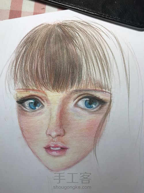 彩铅手绘少女（临摹 第30步