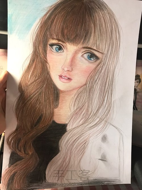 彩铅手绘少女（临摹 第39步