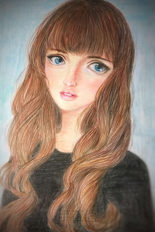彩铅手绘少女（临摹 第44步