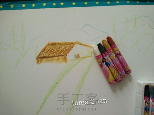 油画棒花海•﹏•厉害啦我的姐！原来油画棒还可以这么用，漂亮了 第3步