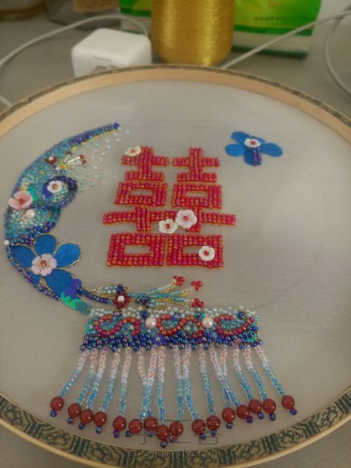 花嫁，珠绣团扇 第13步