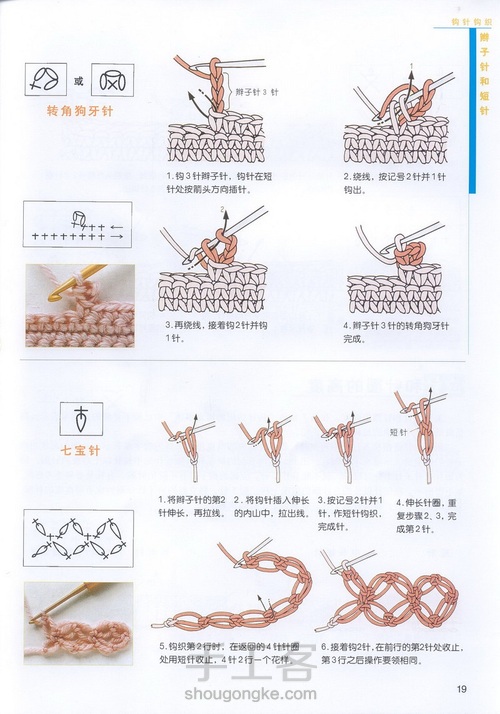 （转载）钩针基础之变换花样1 第4步