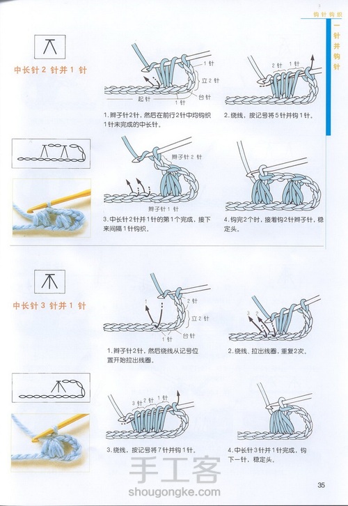 （转载）钩针基础之变换花样2 第4步