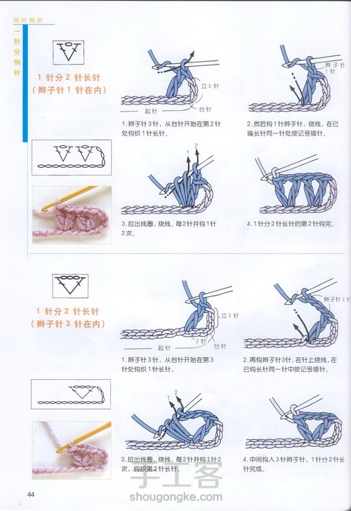 （转载）钩针基础之变换花样2 第13步