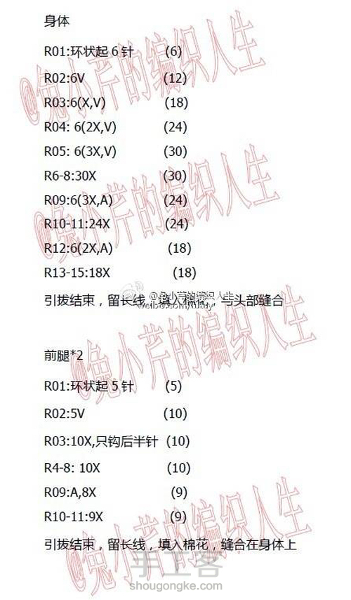 网络收集钩针玩偶图解(收藏) 第14步