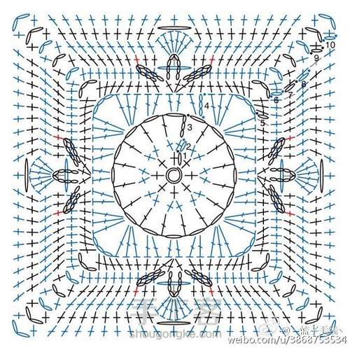 钩针单元花片图解 第6步