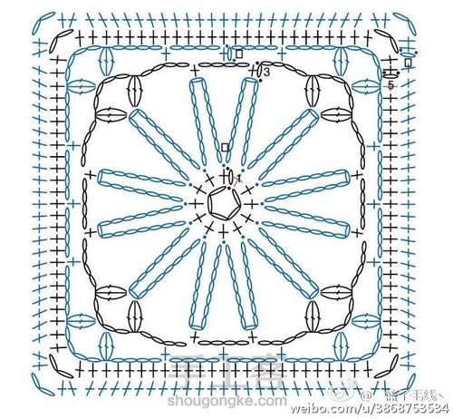 钩针单元花片图解 第9步