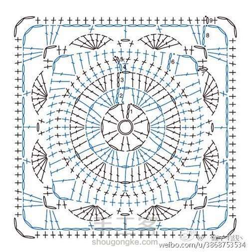 钩针单元花片图解 第10步