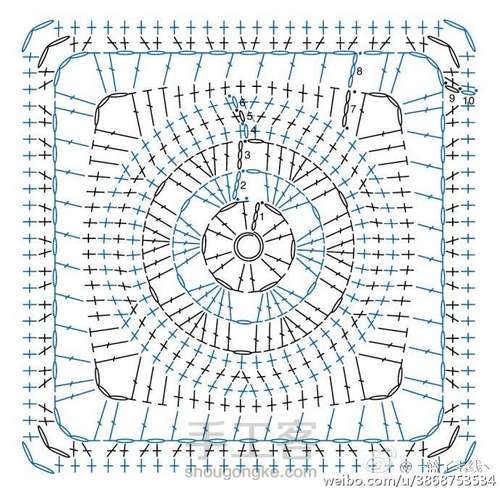 钩针单元花片图解 第11步