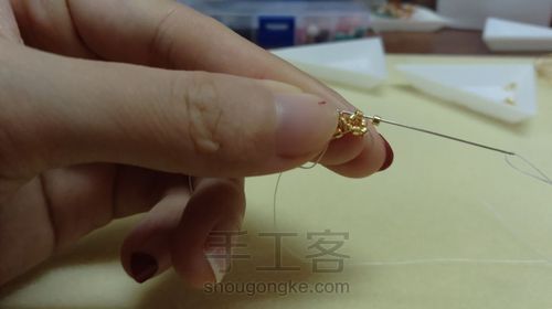 小水滴古董珠耳坠 第28步