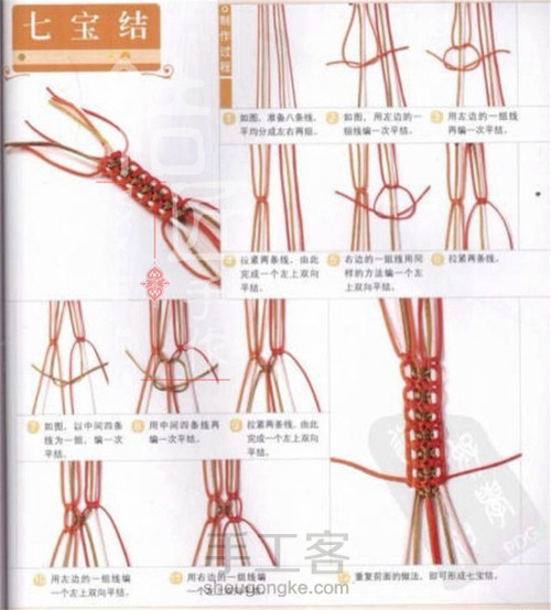 结匠手作彩金蜡线立体手绳 第2步