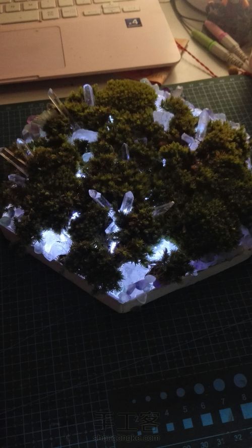 【次第】青苔水晶木制夜灯 第21步