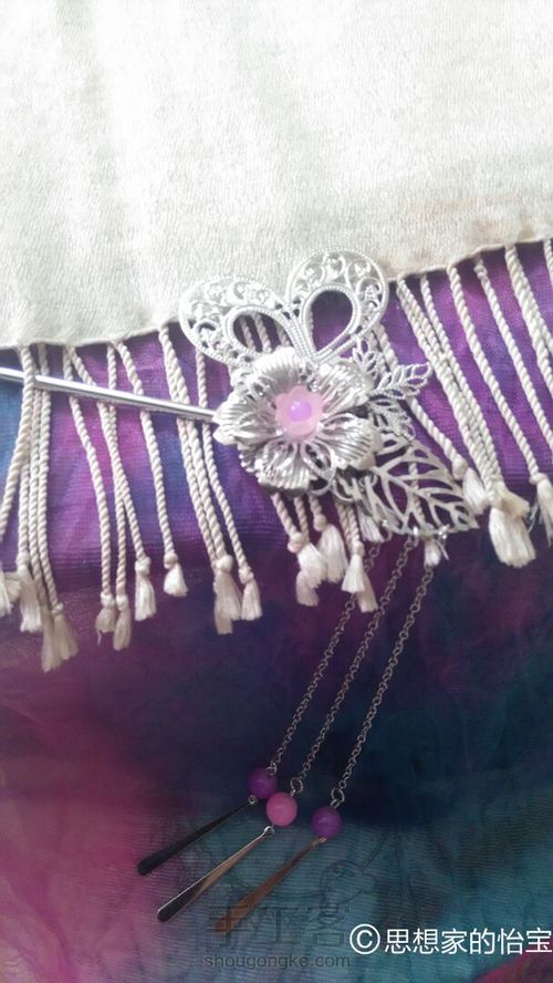 仿【蝶恋花叶】古风流苏步摇簪 第26步