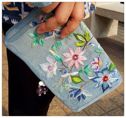 为了诗和远方~牛仔绣花护照夹 第18步