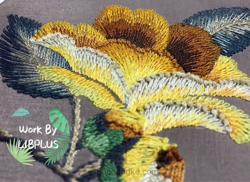 单面刺绣手帕～黄色木棉 第12步