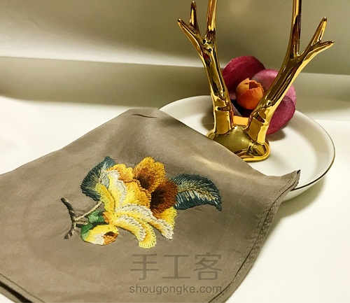单面刺绣手帕~黄色木棉 第13步