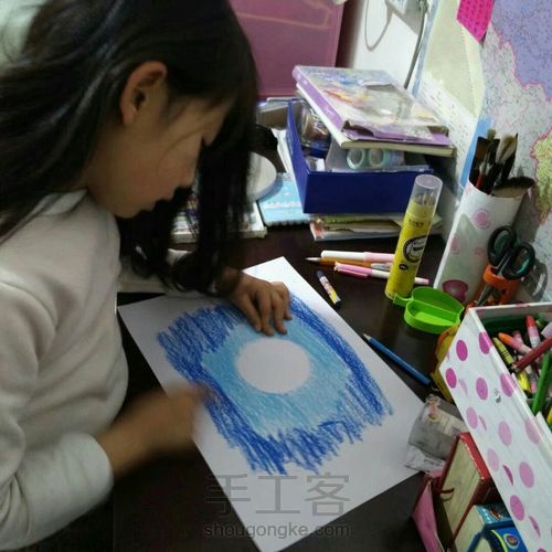油画棒手绘《月光下的小鸟》 第3步