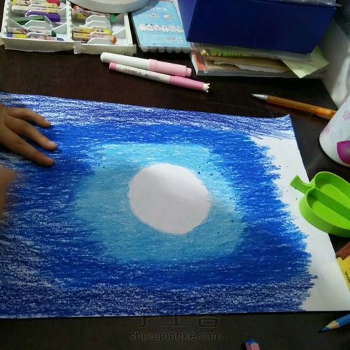 油画棒手绘《月光下的小鸟》 第4步