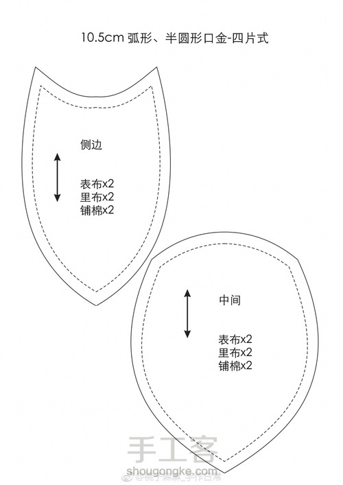 10.5cm弧形四片式 无孔口金包。教程+图纸 第2步