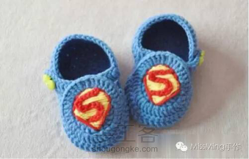 超人宝宝毛线鞋（公众号MissMing手作） 第1步