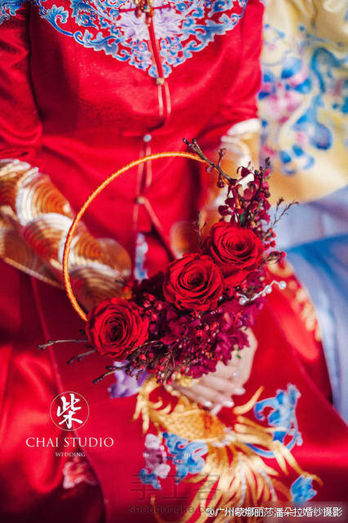 仿钟丽缇大婚团扇手捧花 第2步