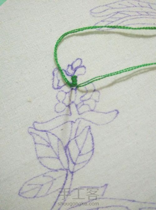 扁豆蜻蜓图刺绣 第2步