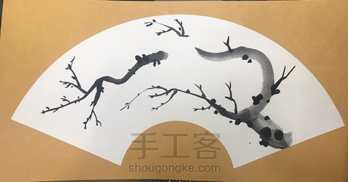 元旦国画红梅图 第1步