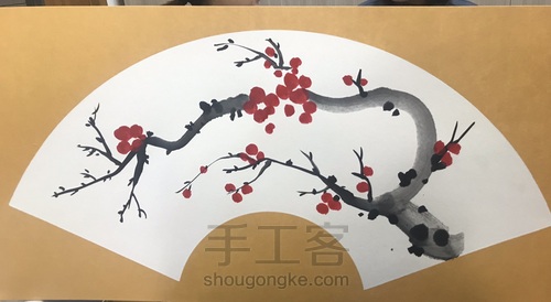 元旦国画红梅图 第2步