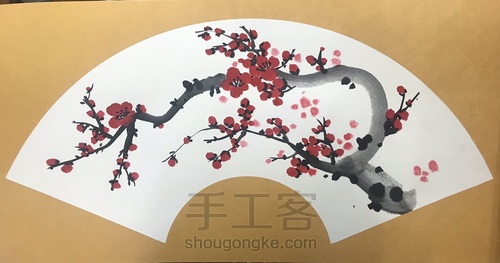 元旦国画红梅图 第3步