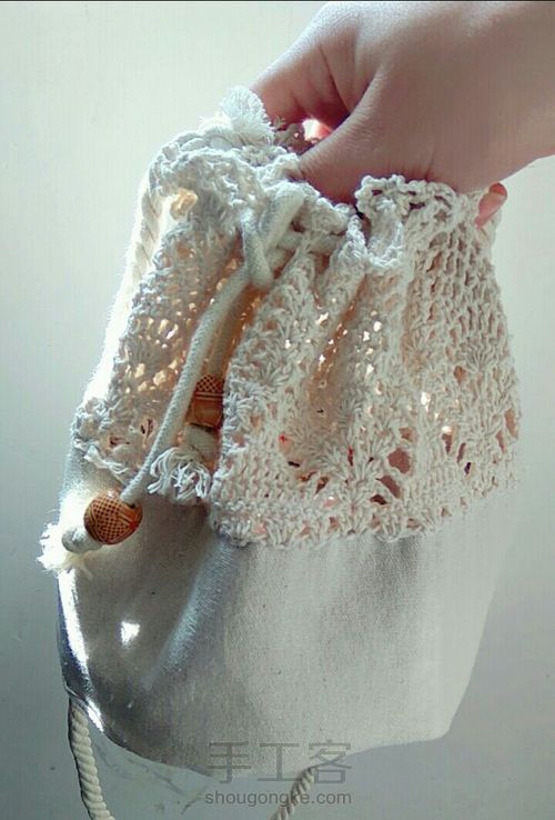 抽绳钩针布包,够文艺 第1步