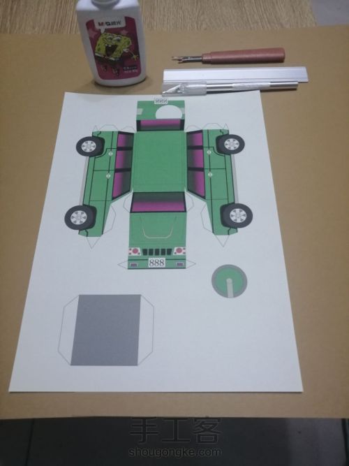 改进版越野车纸模手工制作教程 附带图纸 第1步