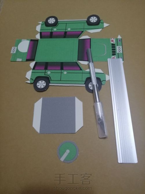 改进版越野车纸模手工制作教程 附带图纸 第2步