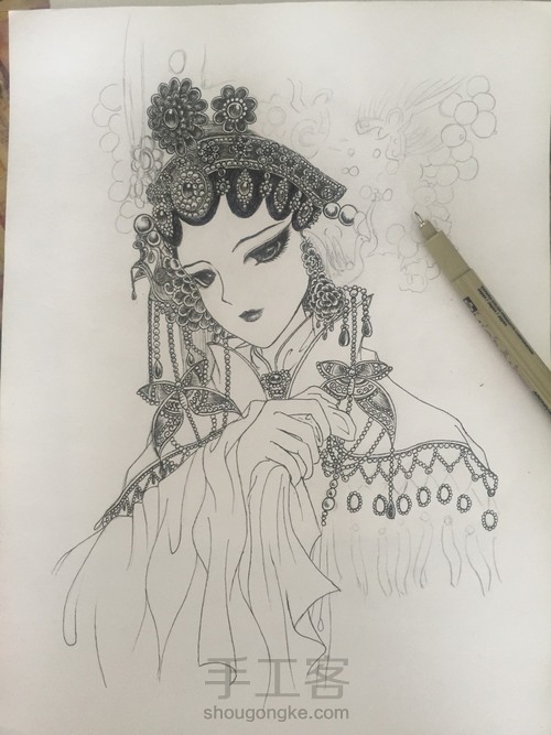 手绘古风戏子