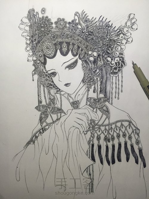 手绘古风戏子