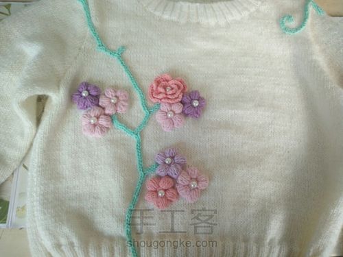 彩虹花朵毛衣 第18步