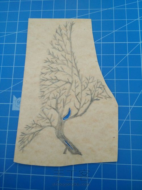 树与鸟（书签） 第1步
