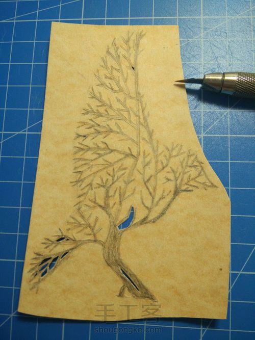 树与鸟(书签) 第2步