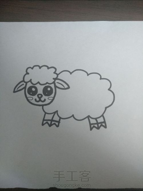 来教你画一只可爱的小羊~ 第6步