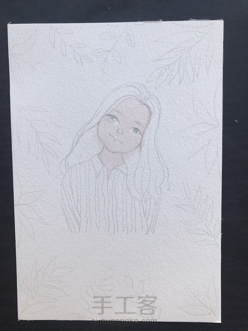 森系少女水彩小头像-送给闺蜜的小礼物 第2步