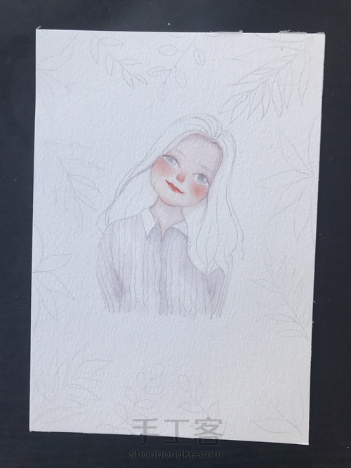 森系少女水彩小头像-送给闺蜜的小礼物 第3步