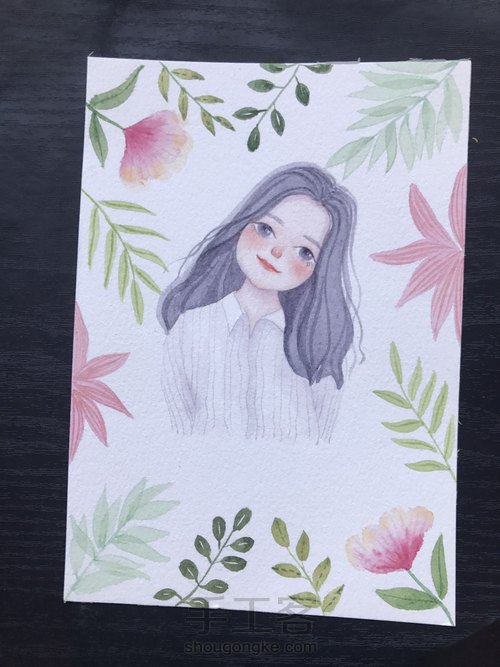 森系少女水彩小头像-送给闺蜜的小礼物 第6步