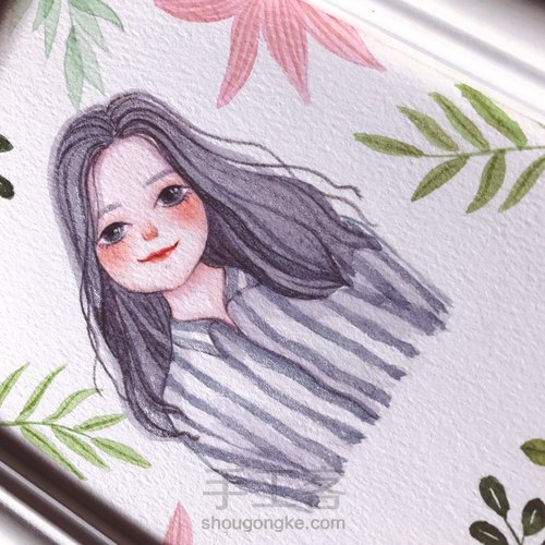 森系少女水彩小头像-送给闺蜜的小礼物 第7步